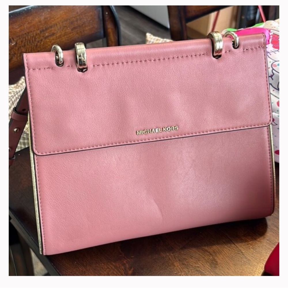Michael Kors Rose Pink Jasmine Satchel Purse Quiet Luxury Structured Leather Bag - Picture 14 of 14